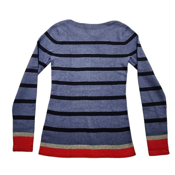 Tommy Hilfiger Womens Sweater Casual Striped 100% Cotton Blue Sz S - Picture 2 of 15